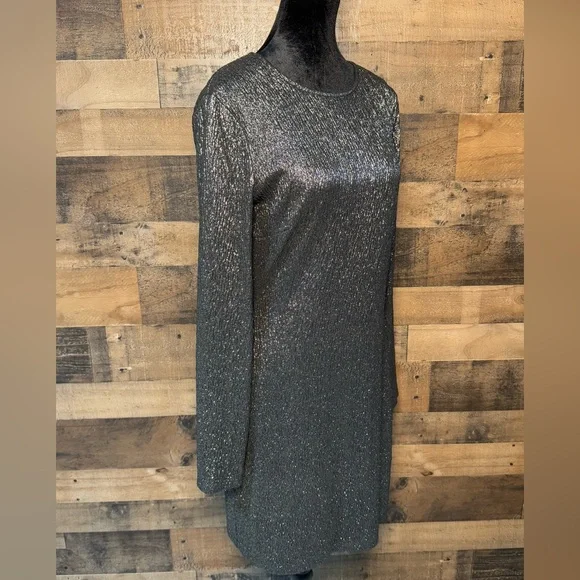 NEW NWT MK Michael Kors Metallic Jacquard Dress Black Gold Size M Medium AB 506 - Picture 5 of 13